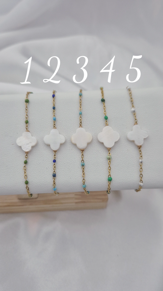 Bracelet trèfle nacre